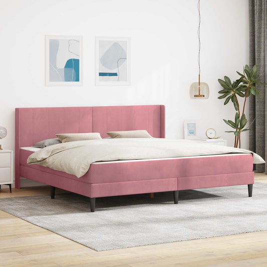 Struttura letto con materasso Rosa 200 x 200 cm Velluto