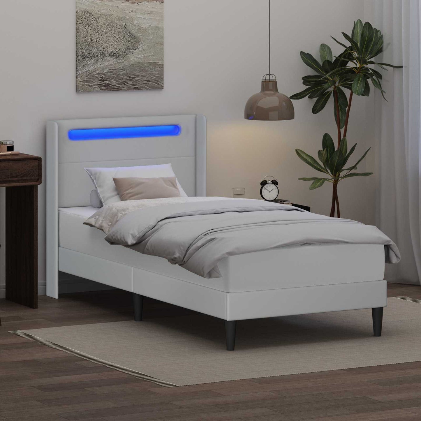 Struttura letto con materasso Bianco 80 x 200 cm Similpelle | homemem39