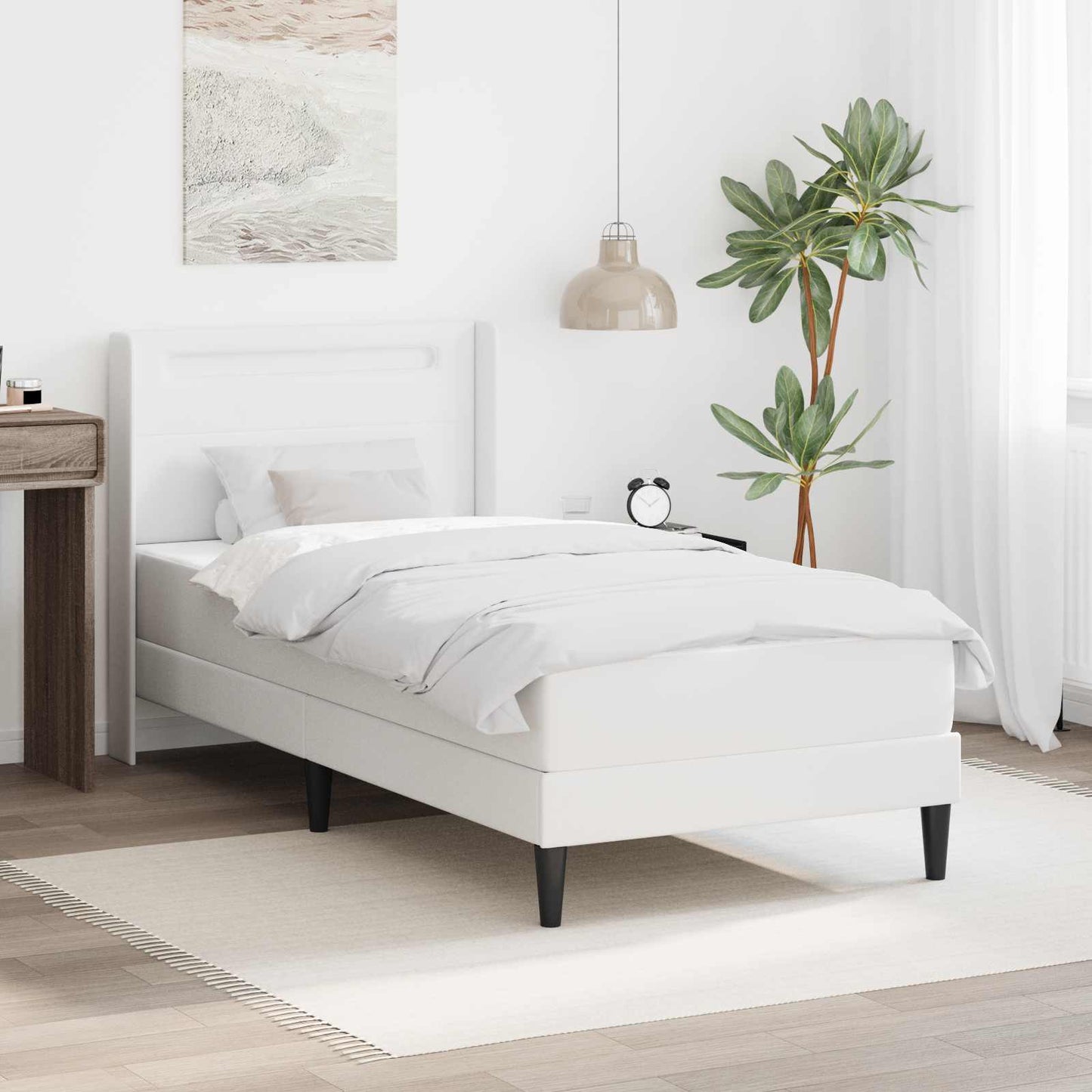 Struttura letto con materasso Bianco 90 x 190 cm Similpelle | homemem39
