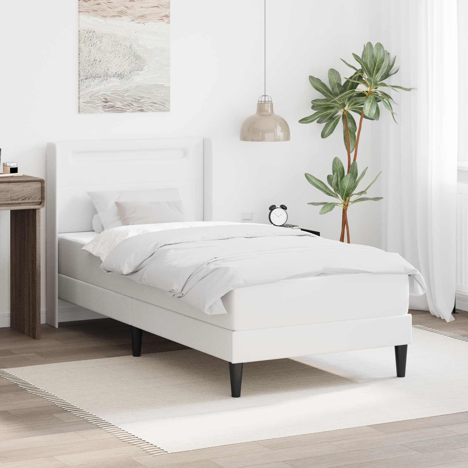 Struttura letto con materasso Bianco 90 x 190 cm Similpelle | homemem39