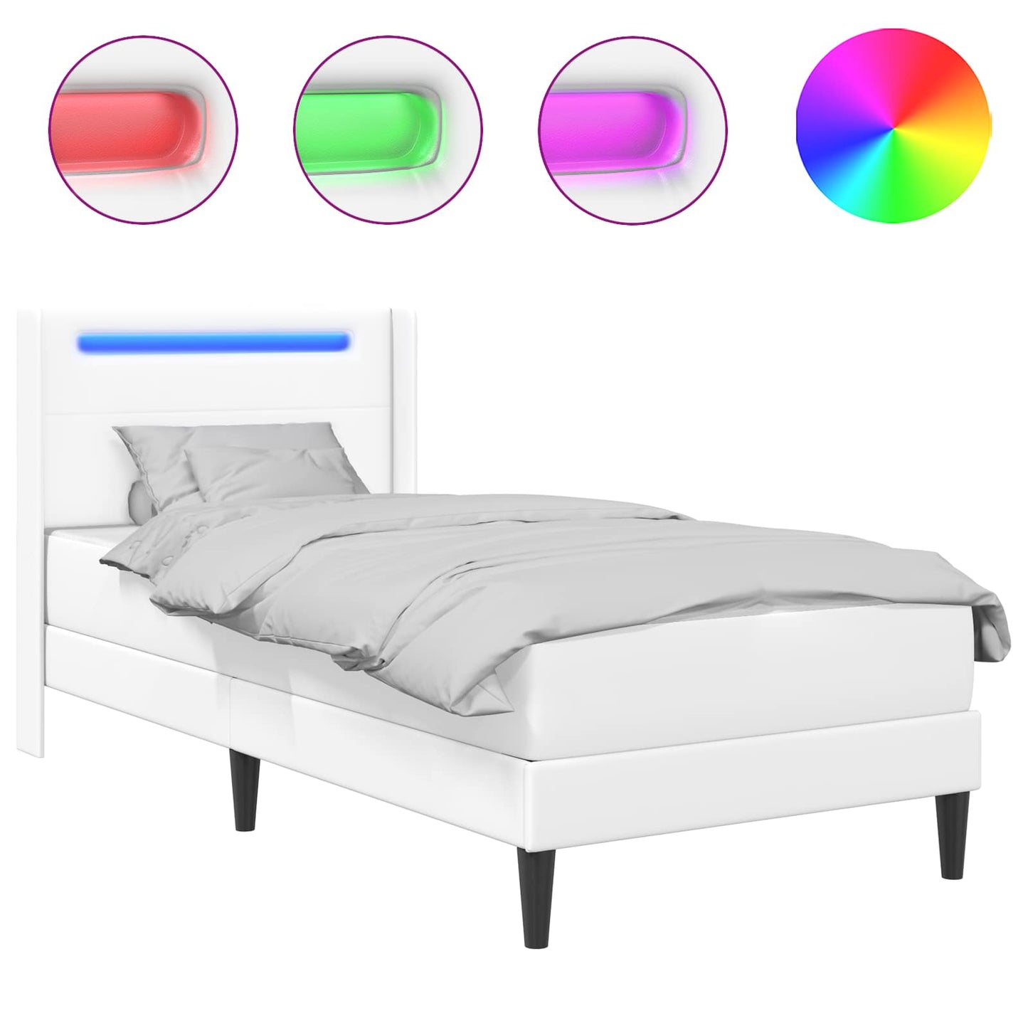 Struttura letto con materasso Bianco 90 x 190 cm Similpelle | homemem39