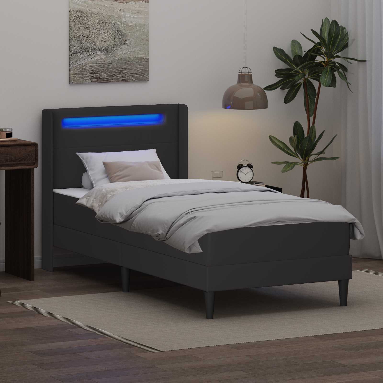 Struttura letto con materasso Grigio 90 x 200 cm Similpelle | homemem39