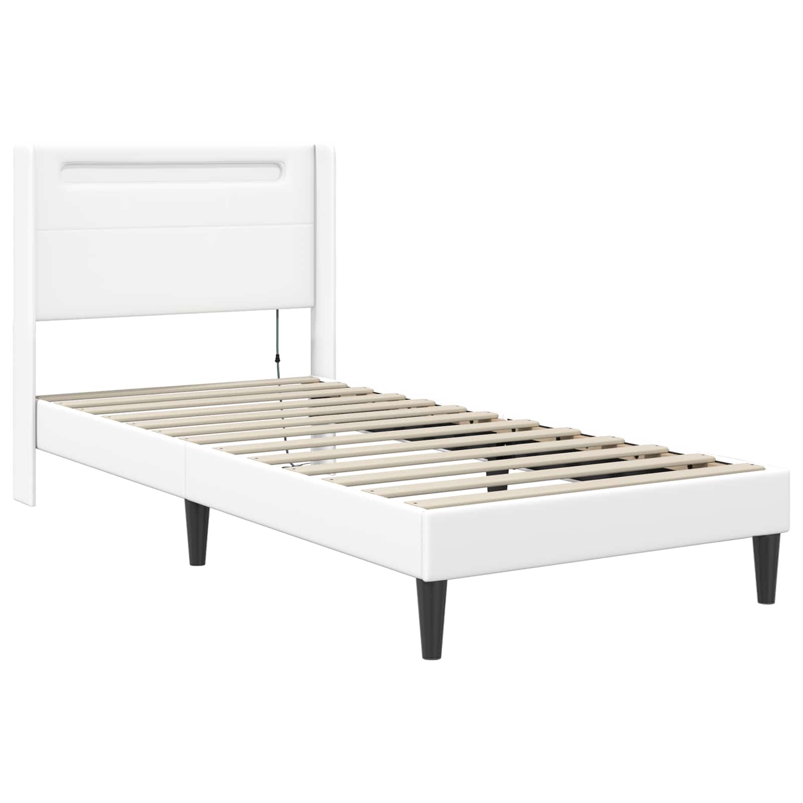 Struttura letto con materasso Bianco 90 x 200 cm Similpelle | homemem39