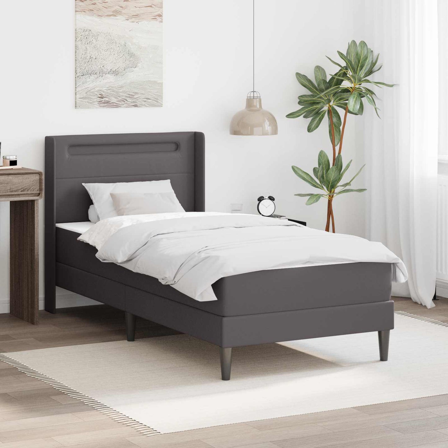 Struttura letto con materasso Grigio 100 x 200 cm Similpelle | homemem39