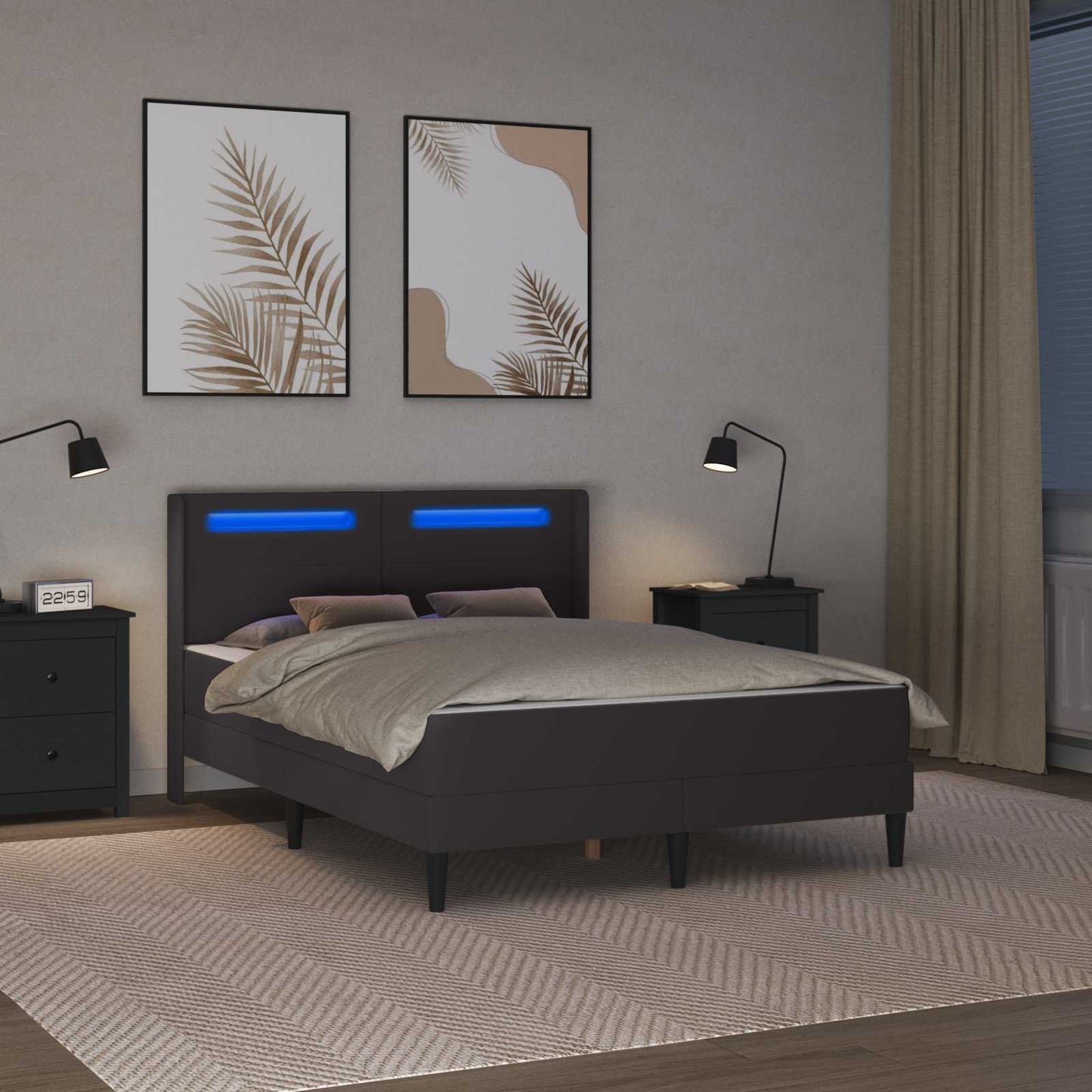 Struttura letto con materasso Grigio 140 x 200 cm Similpelle | homemem39