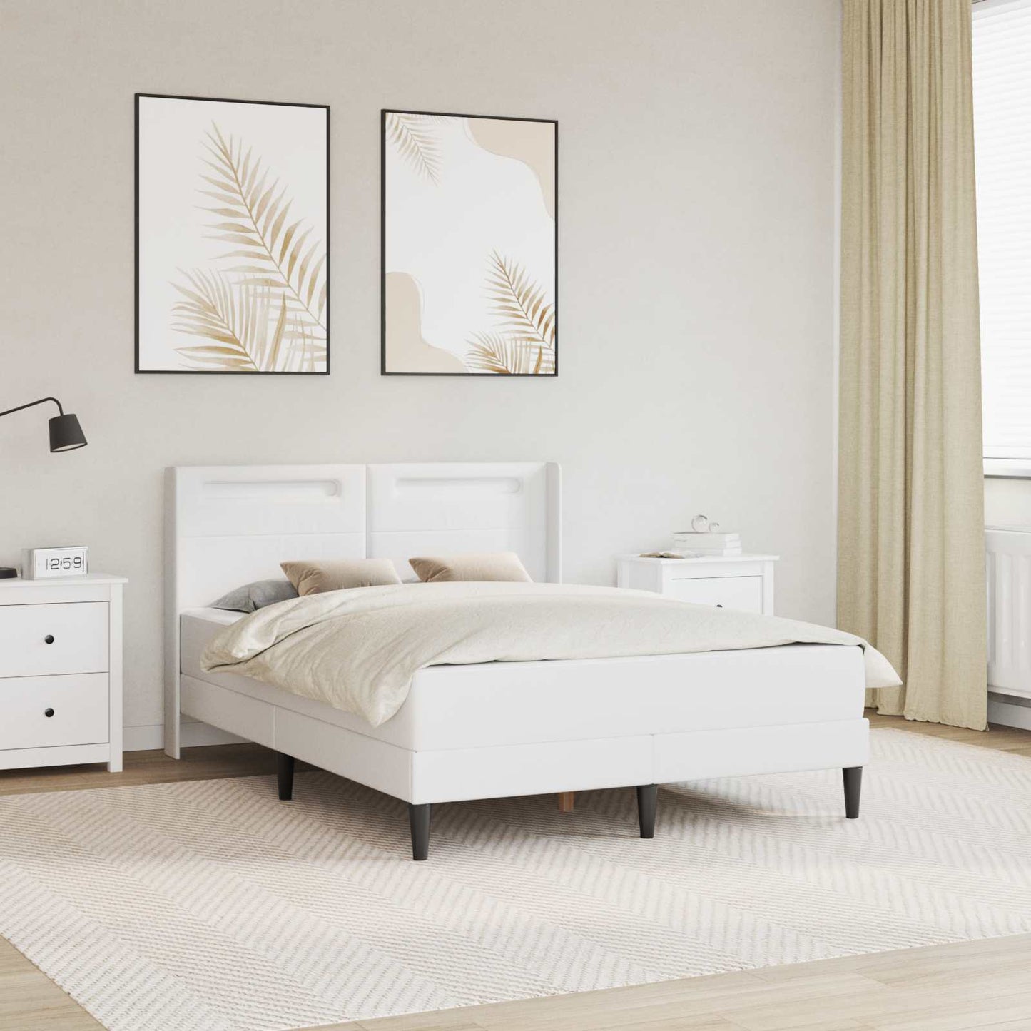 Struttura letto con materasso Bianco 140 x 200 cm Similpelle | homemem39
