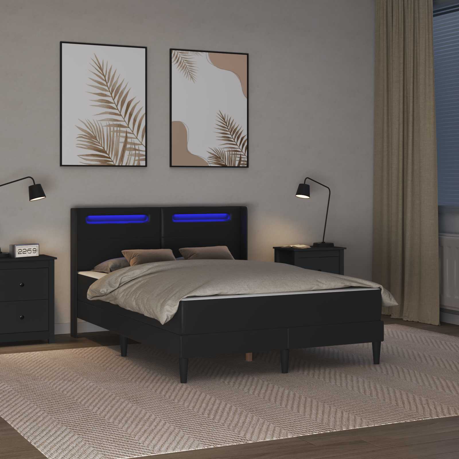 Struttura letto con materasso Nero 160 x 200 cm Similpelle | homemem39