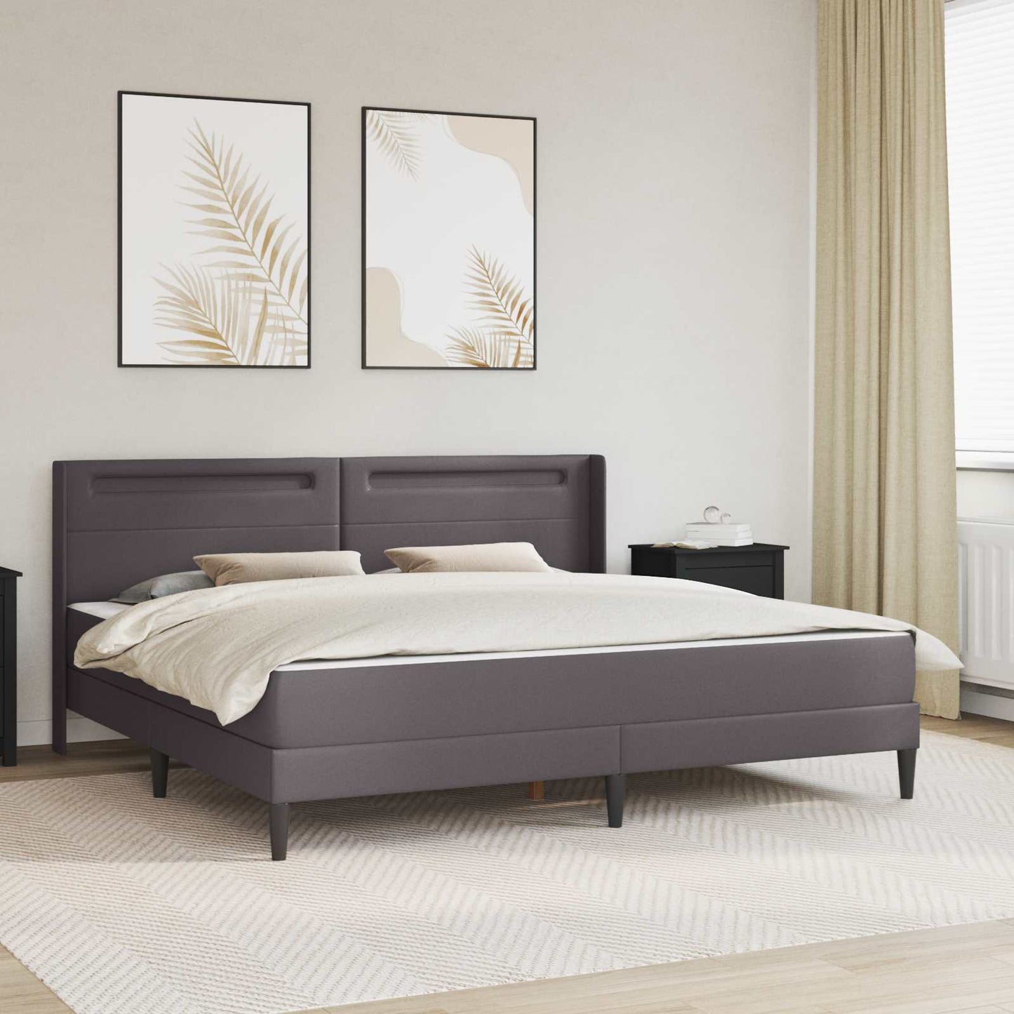 Struttura letto con materasso Grigio 180 x 200 cm Similpelle | homemem39