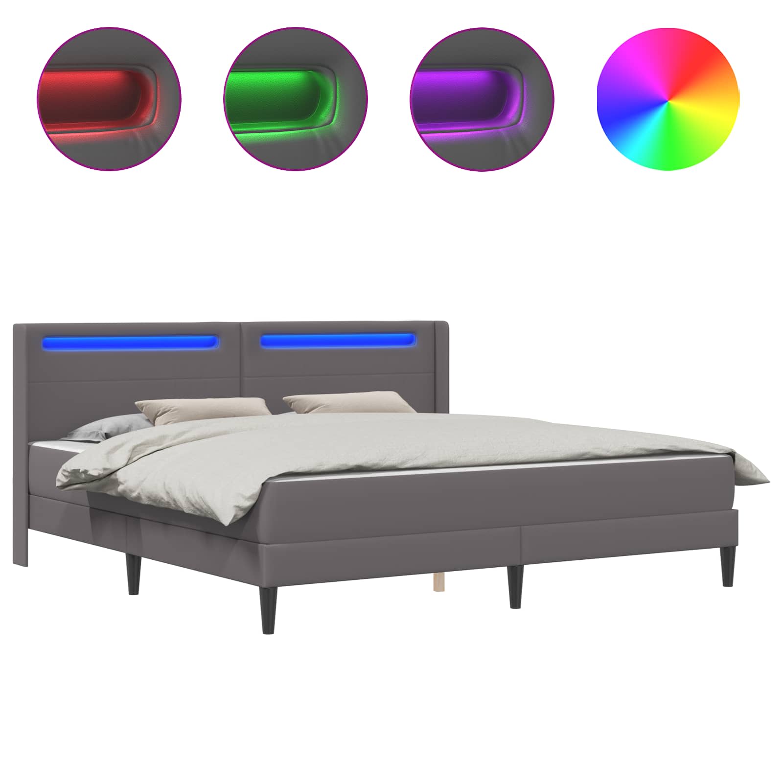 Struttura letto con materasso Grigio 180 x 200 cm Similpelle | homemem39