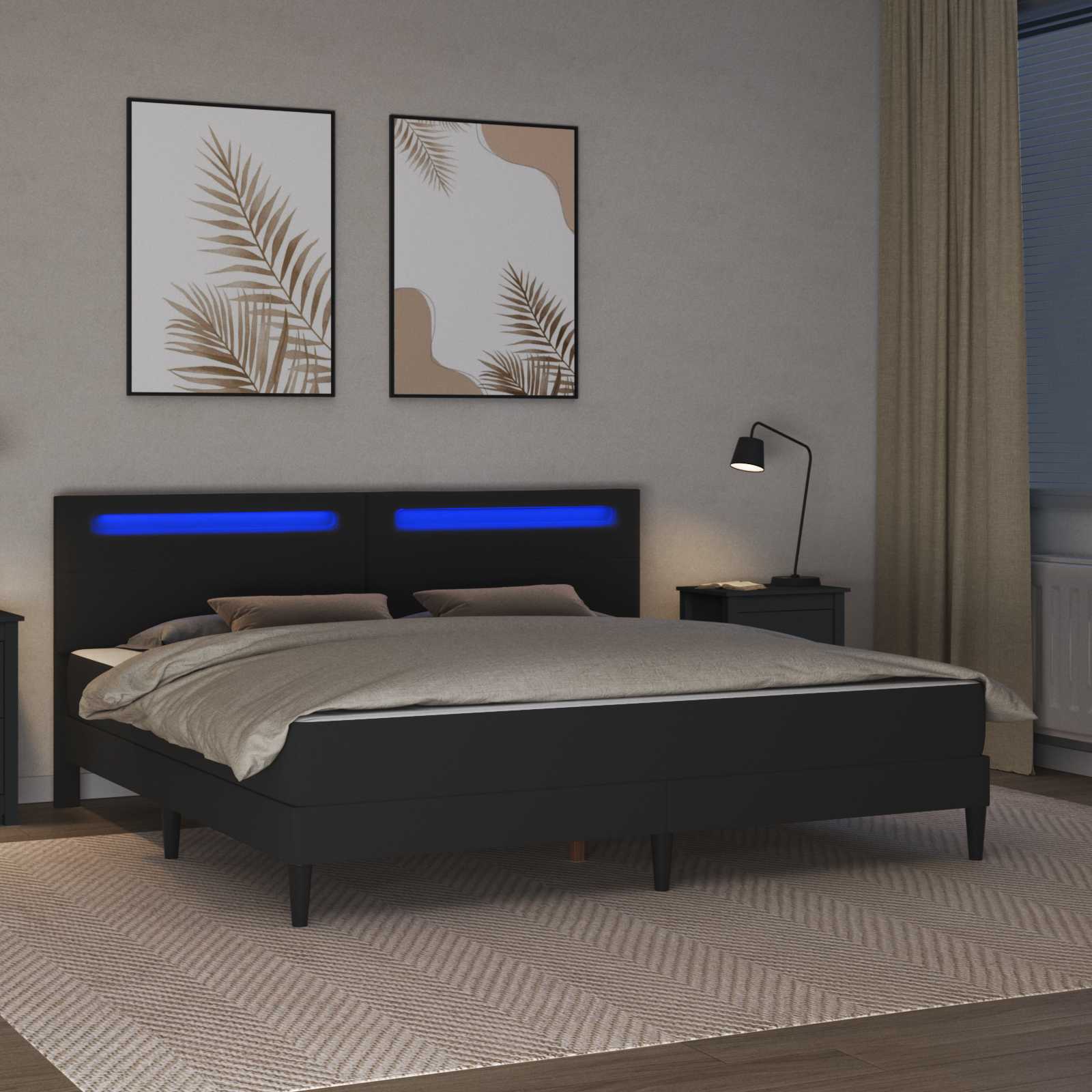 Struttura letto con materasso Nero 180 x 200 cm Similpelle | homemem39