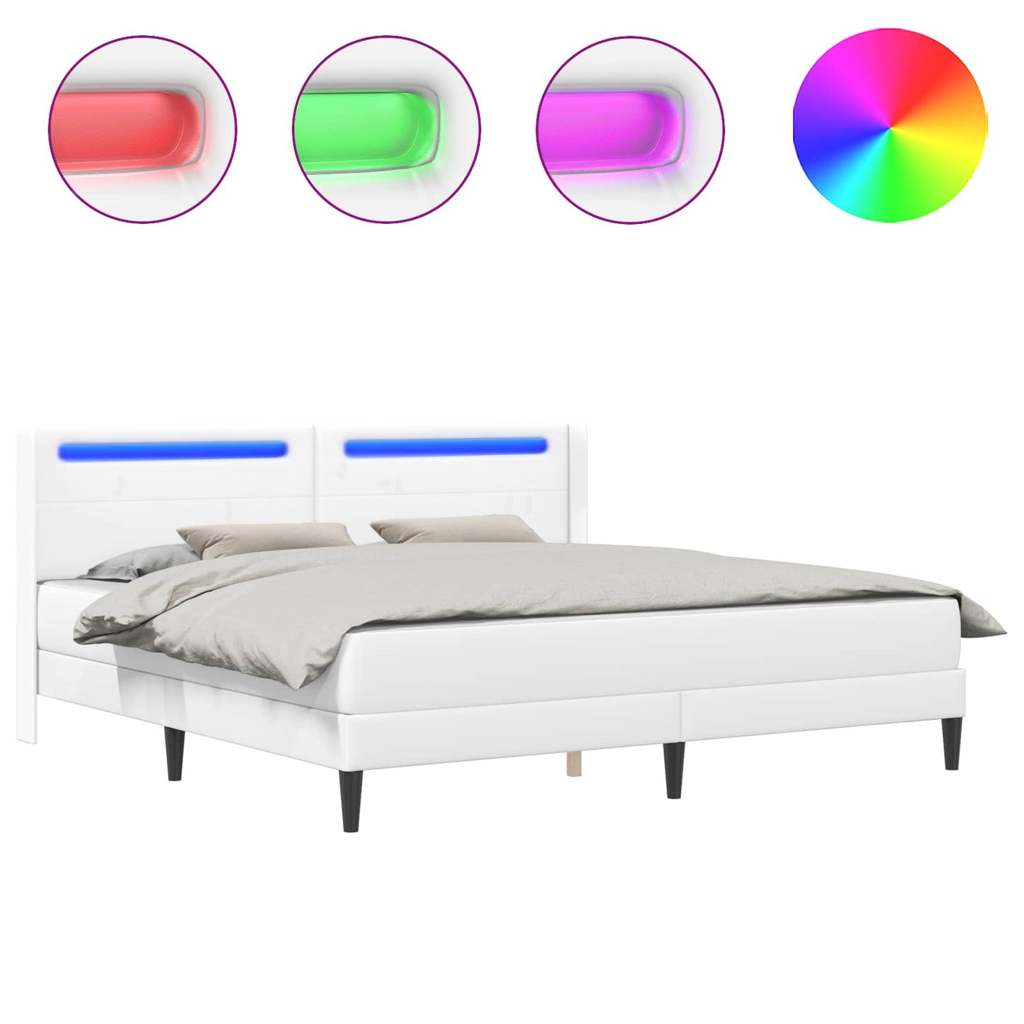 Struttura letto con materasso Bianco 180 x 200 cm Similpelle | homemem39