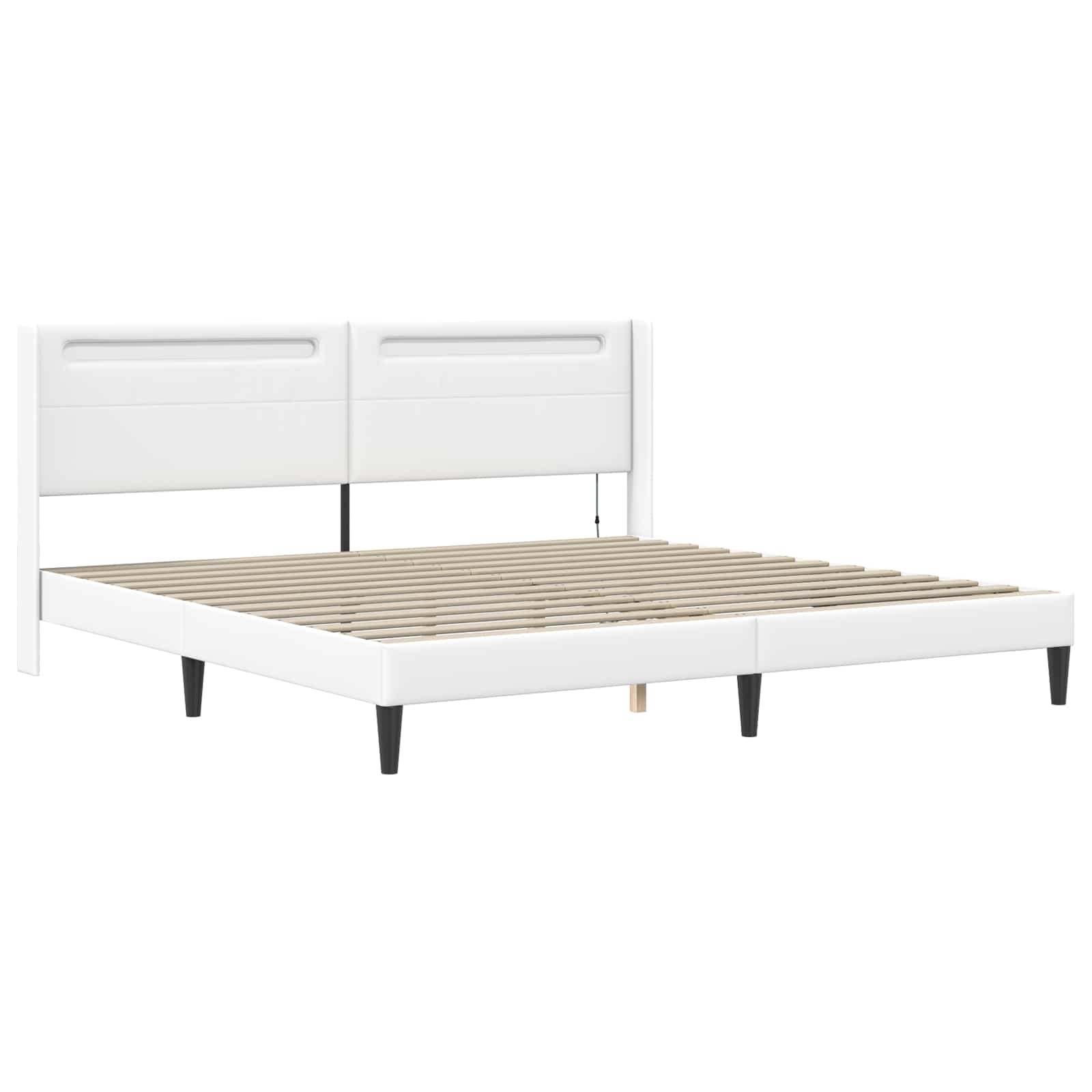 Struttura letto con materasso Bianco 200 x 200 cm Similpelle | homemem39