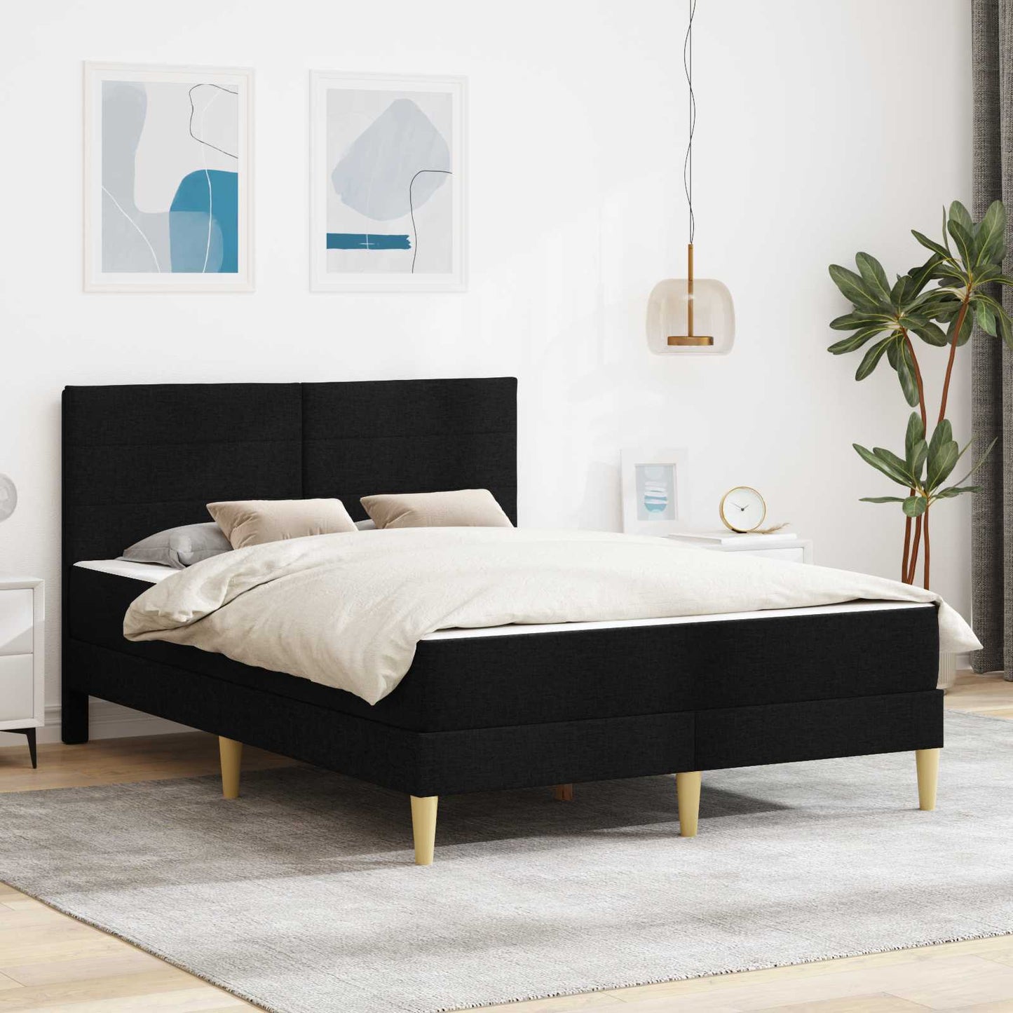 Struttura del letto Nero 140 x 190 cm Poliestere | homemem39