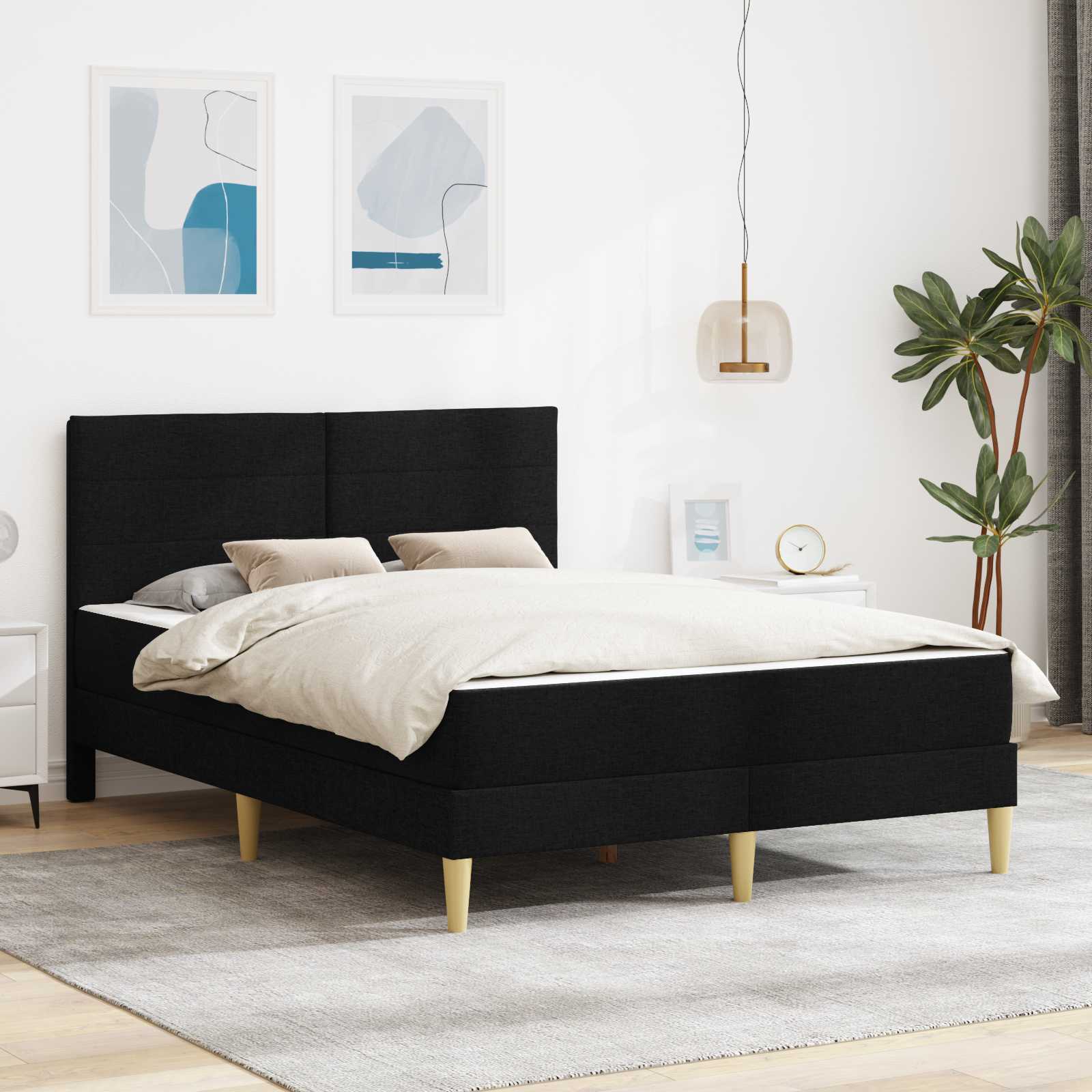Struttura del letto Nero 140 x 190 cm Poliestere | homemem39