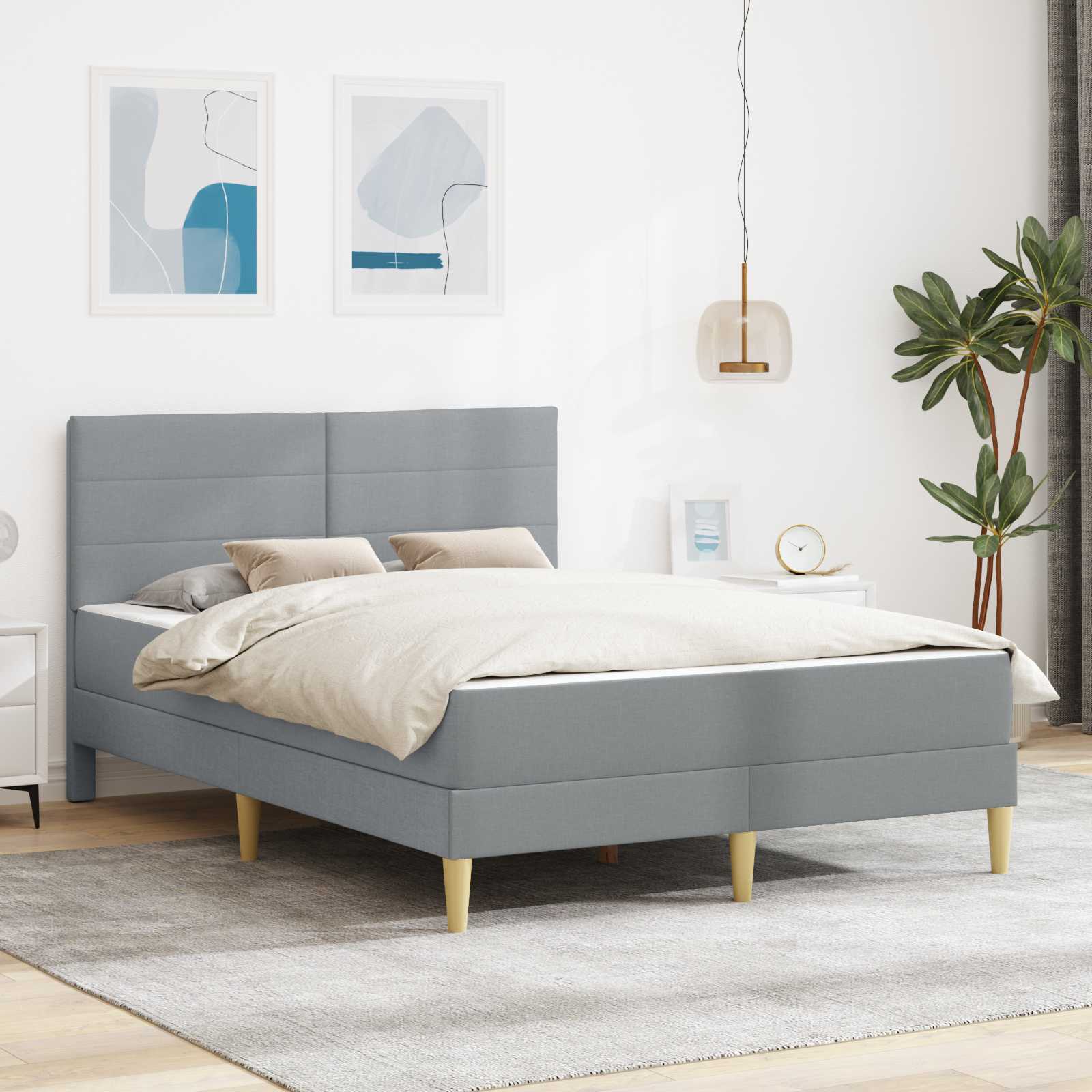 Struttura del letto Grigio chiaro 140 x 200 cm Poliestere | homemem39