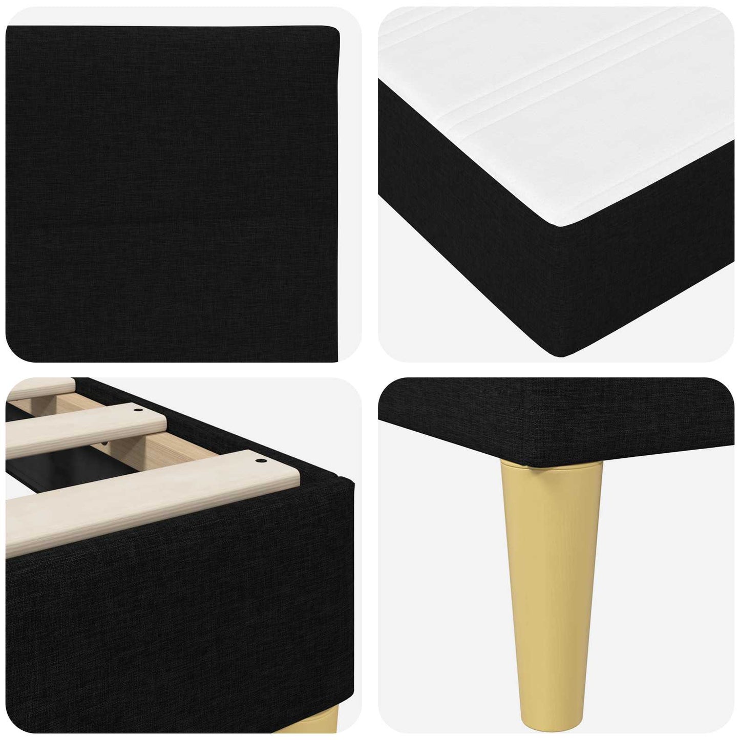 Struttura del letto Nero 140 x 200 cm Poliestere