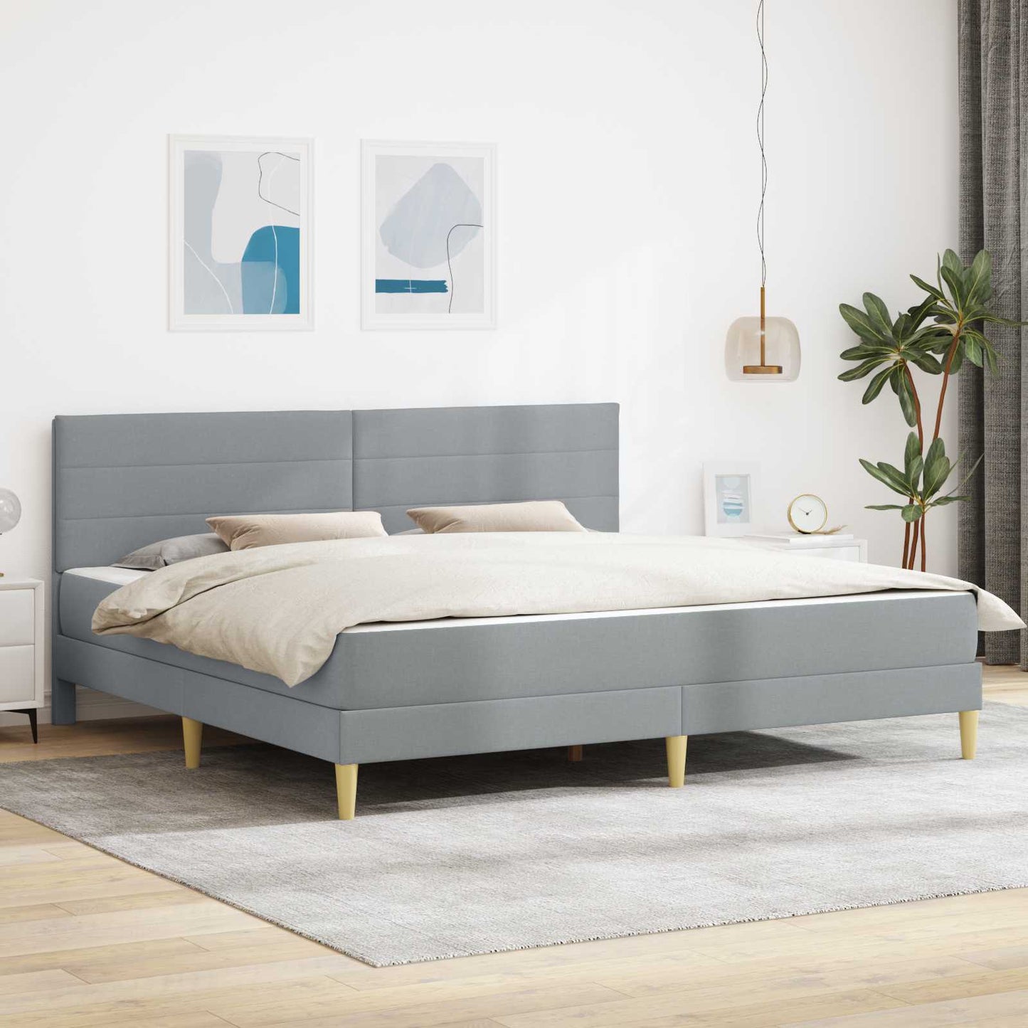 Struttura del letto Grigio chiaro 200 x 200 cm Poliestere