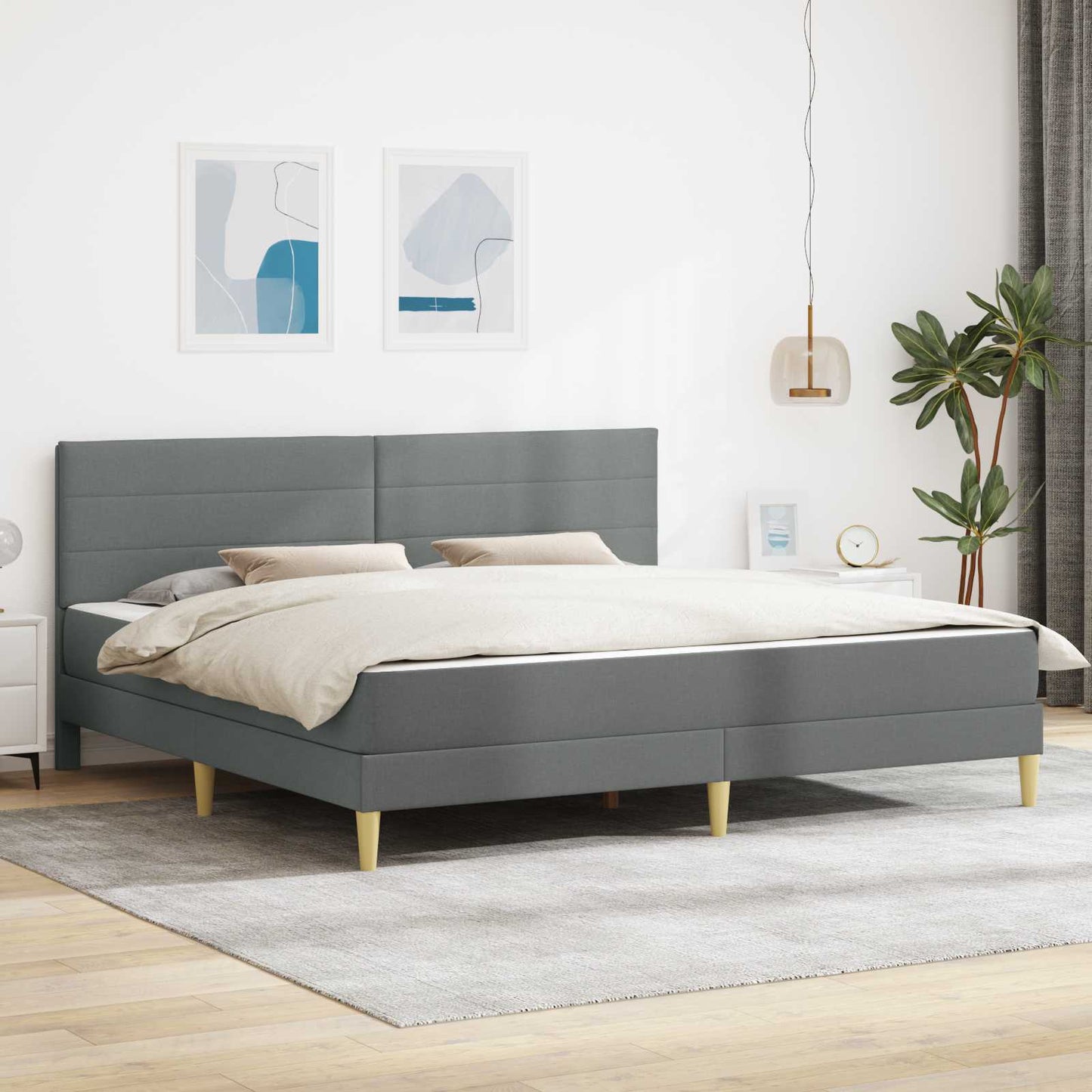 Struttura del letto Grigio scuro 200 x 200 cm Poliestere