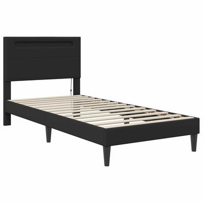 Struttura del letto con strisce LED Nero 90 x 190 cm Similpelle | homemem39