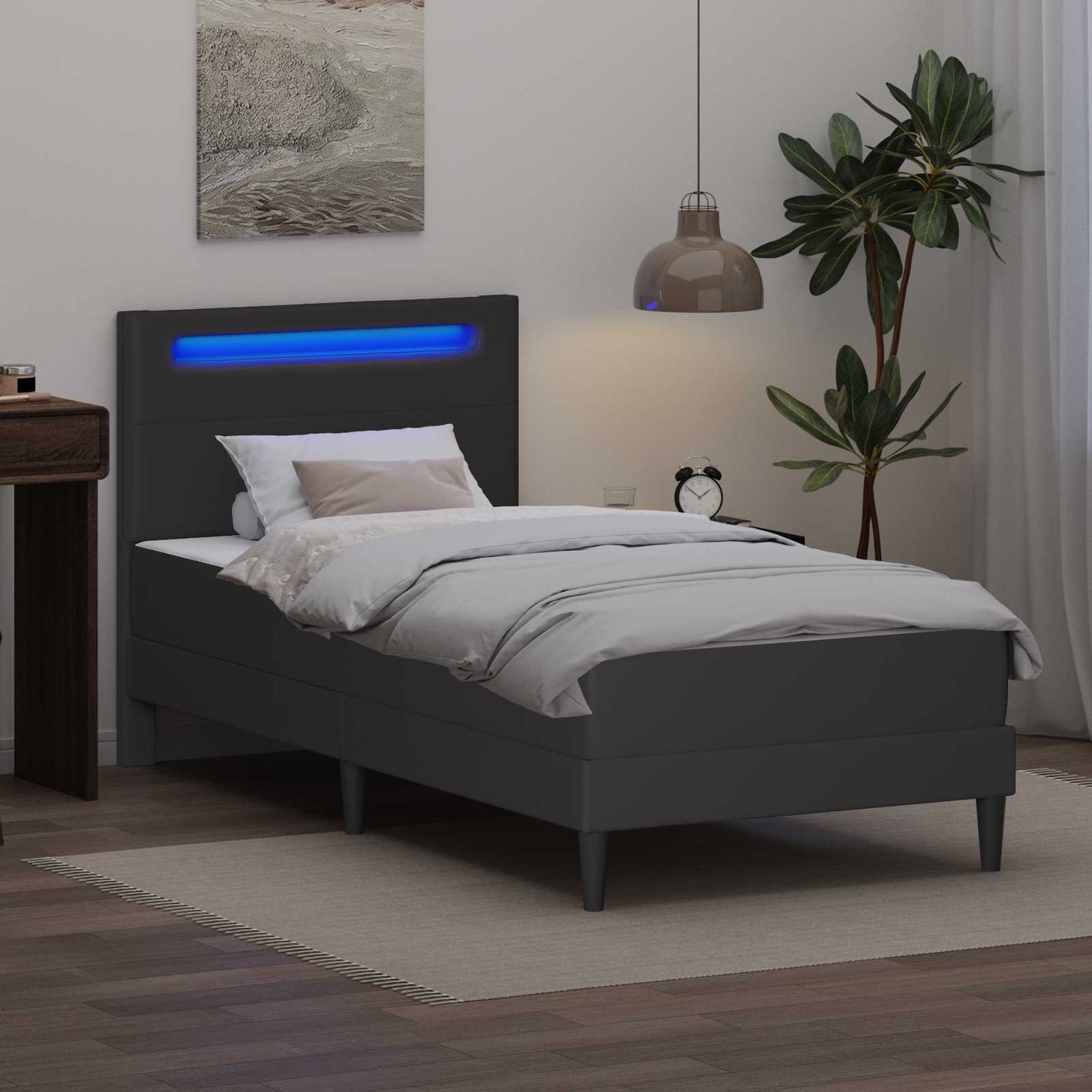 Struttura del letto con testiera Grigio 90 x 200 cm Similpelle | homemem39