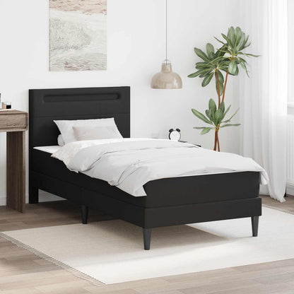 Struttura del letto con strisce LED Nero 90 x 200 cm Similpelle