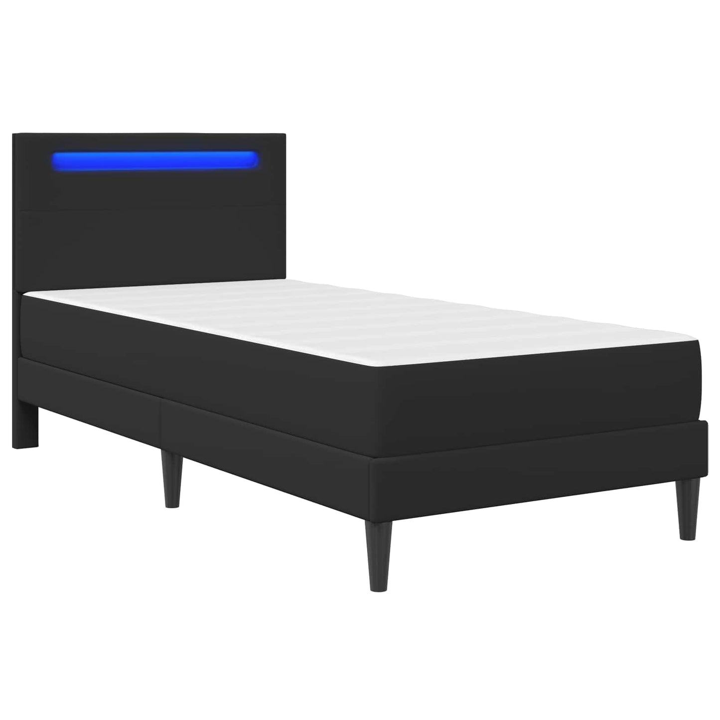 Struttura del letto con strisce LED Nero 90 x 200 cm Similpelle | homemem39