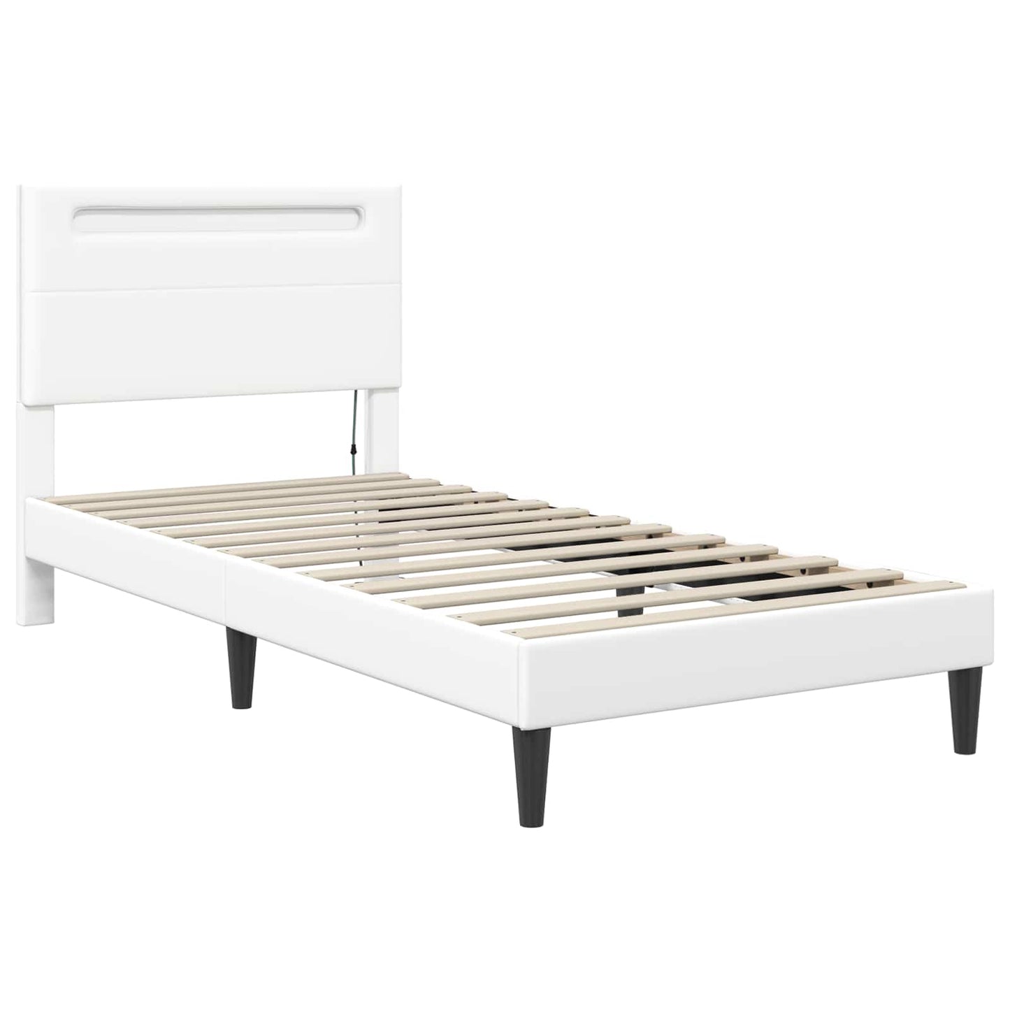Struttura del letto con testiera Bianco 90 x 200 cm Similpelle