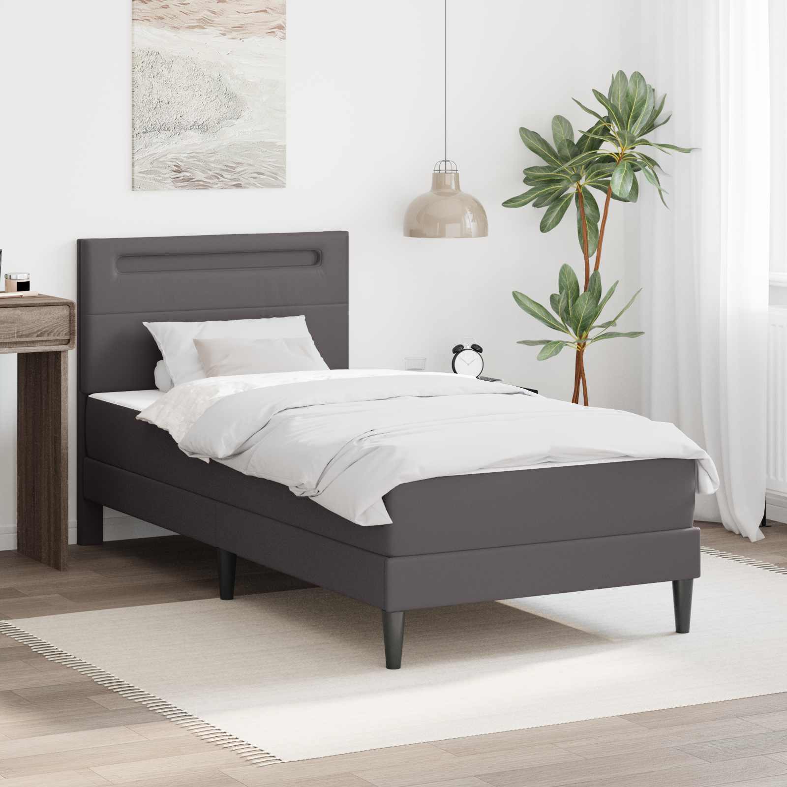 Struttura del letto con testiera Grigio 100 x 200 cm Similpelle | homemem39