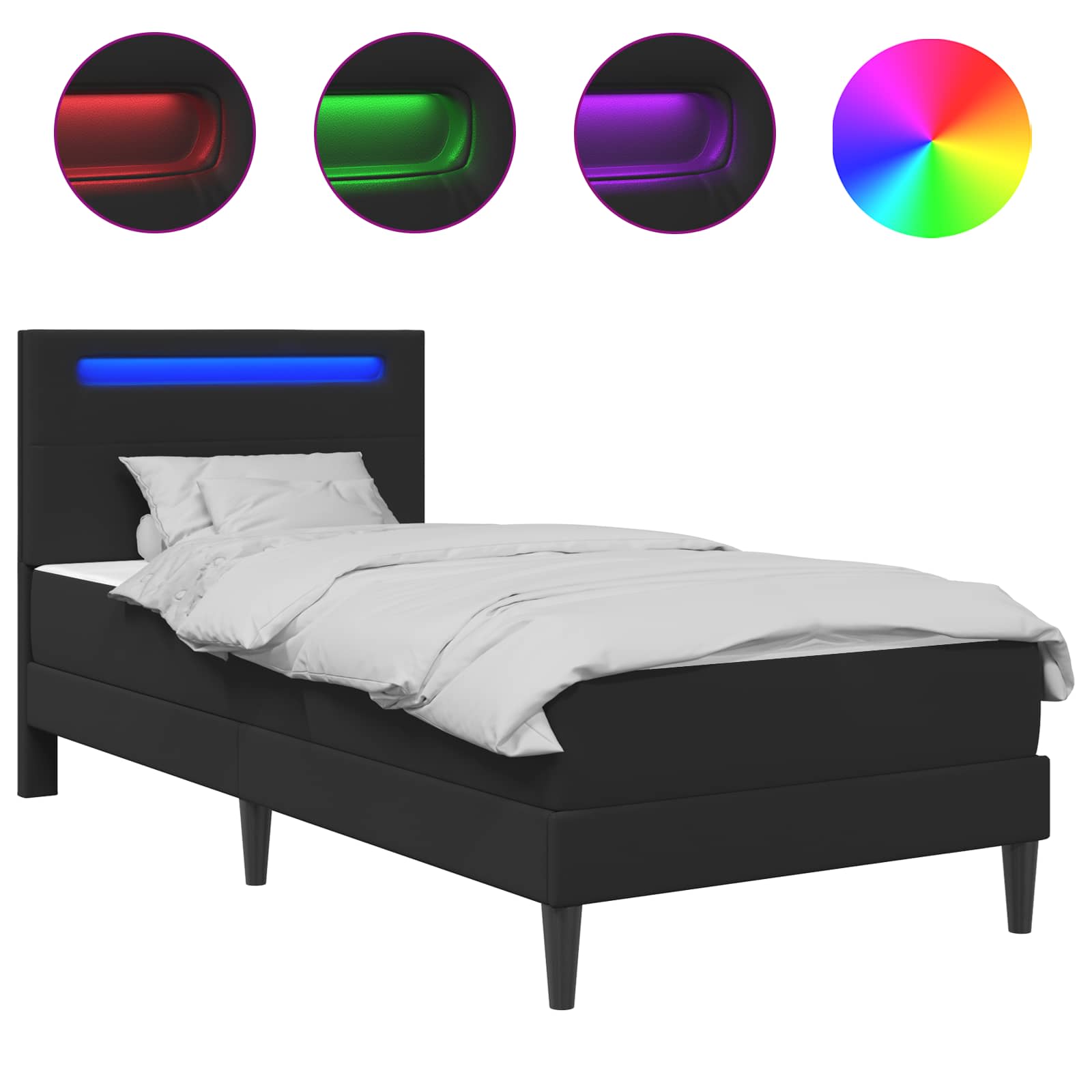 Struttura del letto con testiera Nero 100 x 200 cm Similpelle | homemem39
