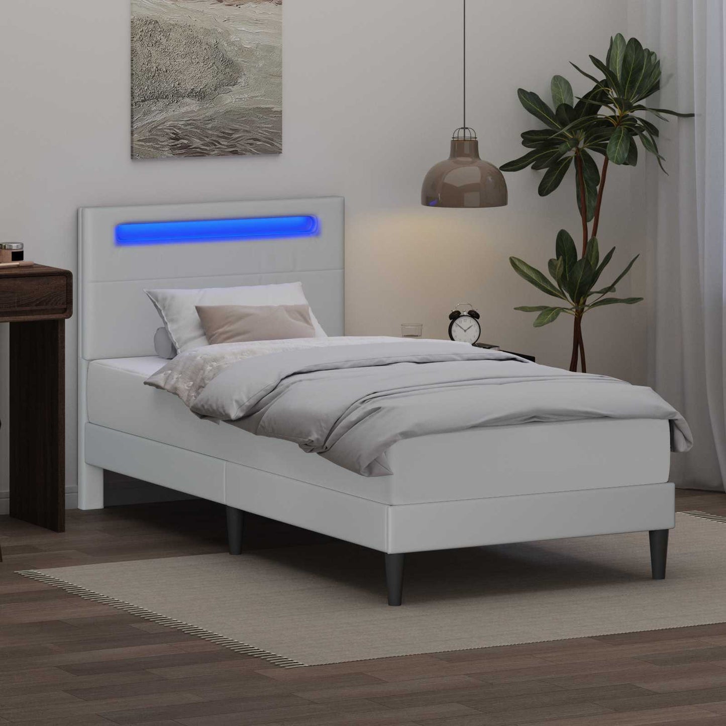 Struttura del letto con testiera Bianco 100 x 200 cm Similpelle | homemem39