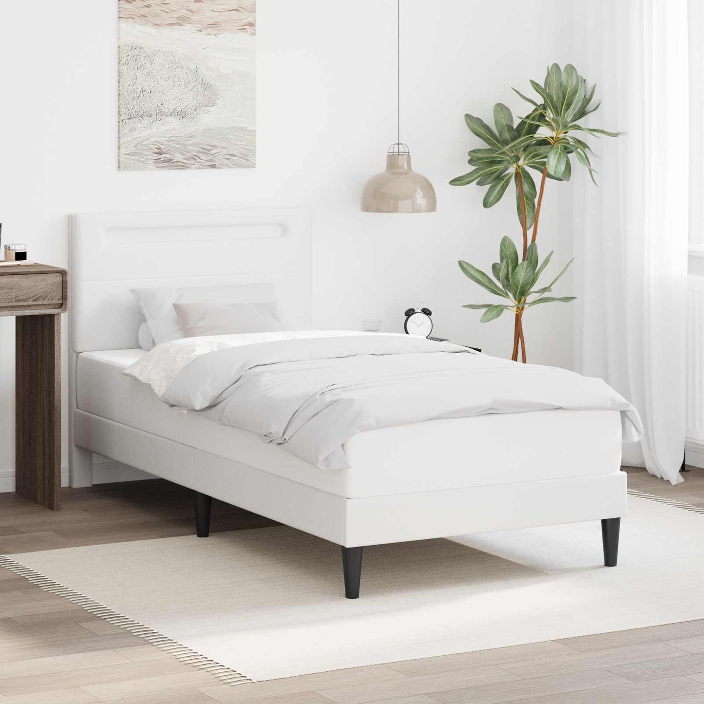 Struttura del letto con testiera Bianco 100 x 200 cm Similpelle