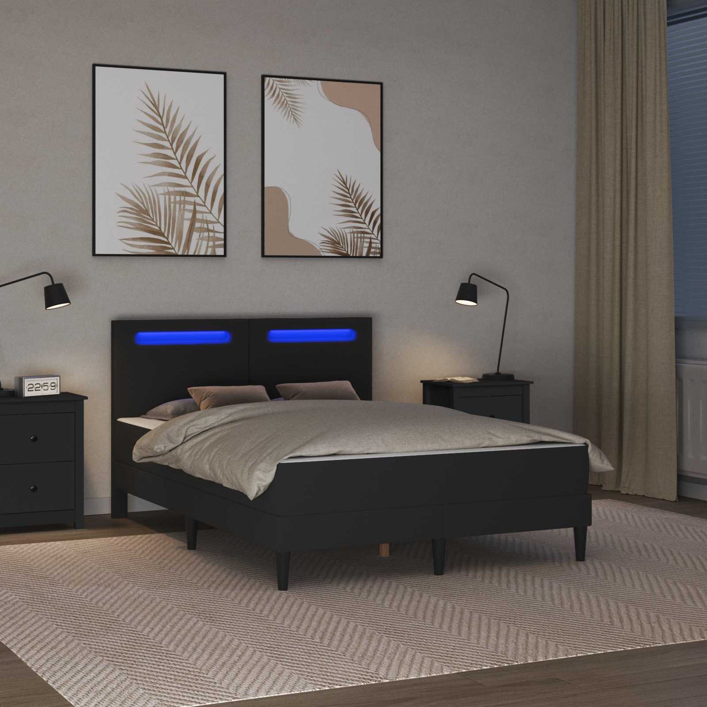 Struttura del letto con strisce LED 2 pcs Similpelle | homemem39