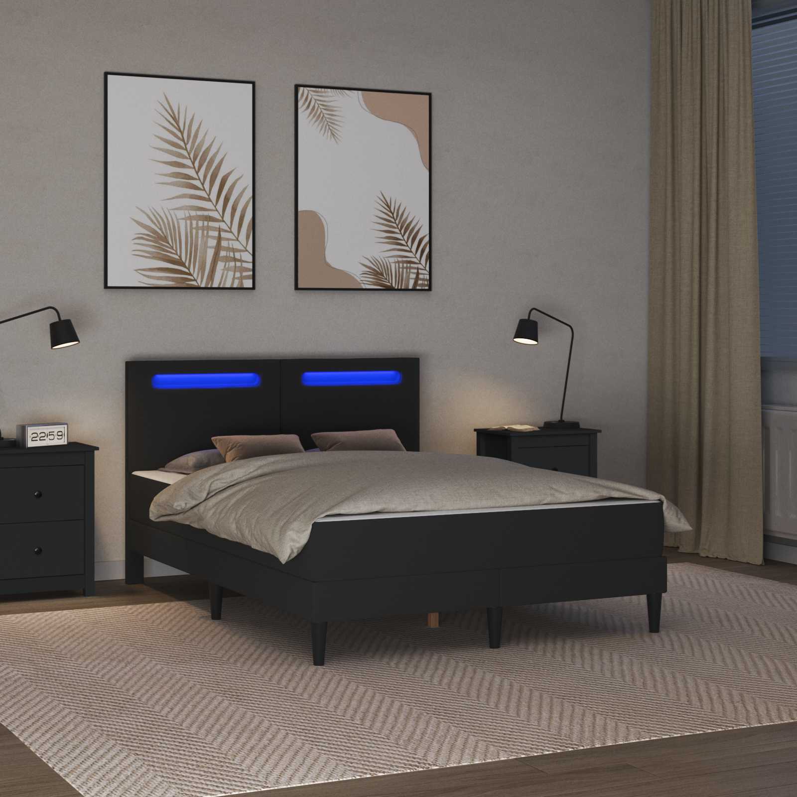 Struttura del letto con strisce LED 2 pcs Similpelle | homemem39