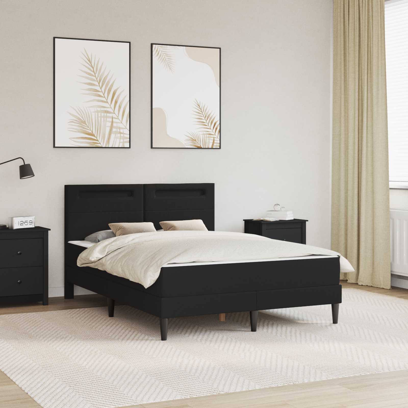Struttura del letto con testiera Nero 140 x 190 cm Similpelle | homemem39