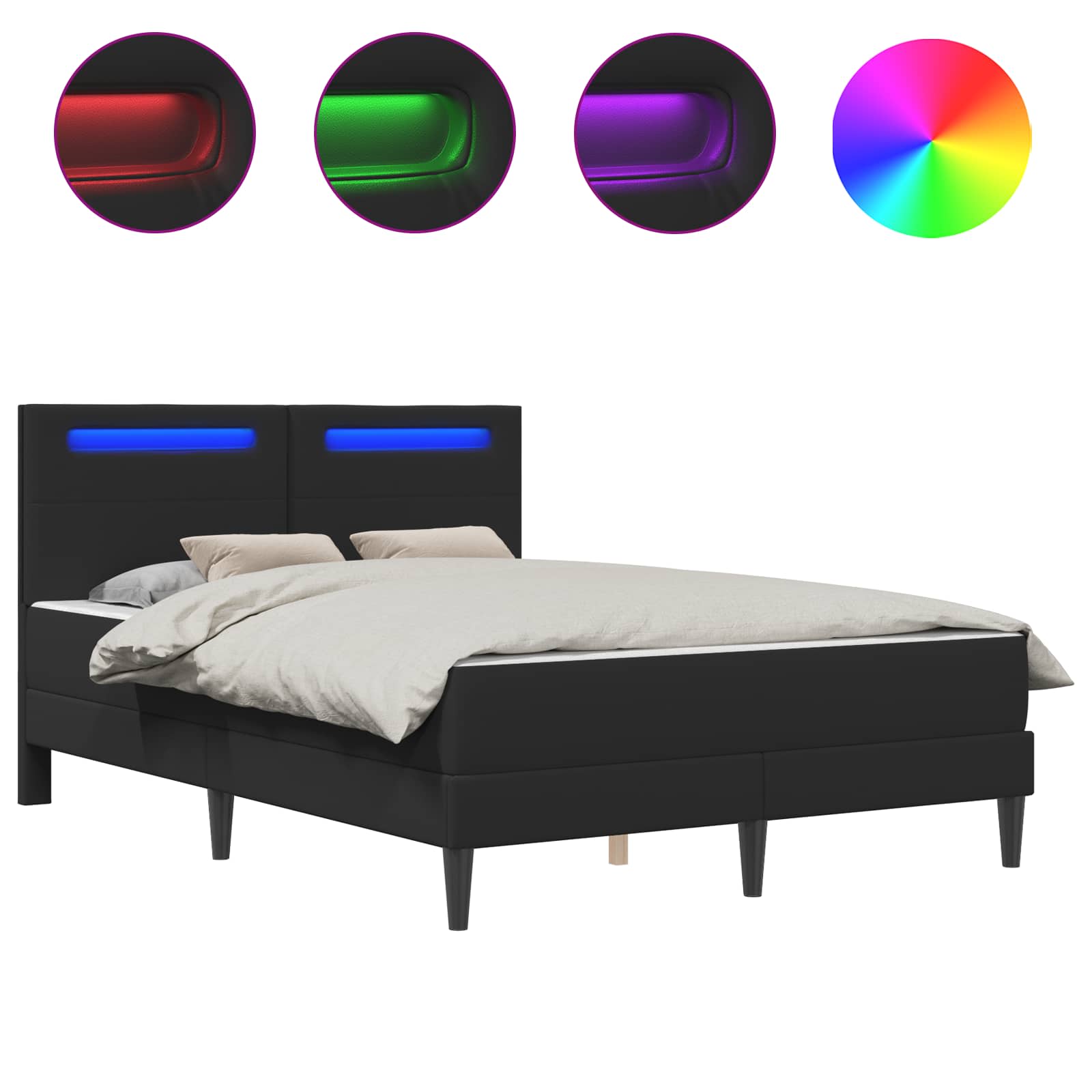 Struttura del letto con testiera Nero 160 x 200 cm Similpelle | homemem39