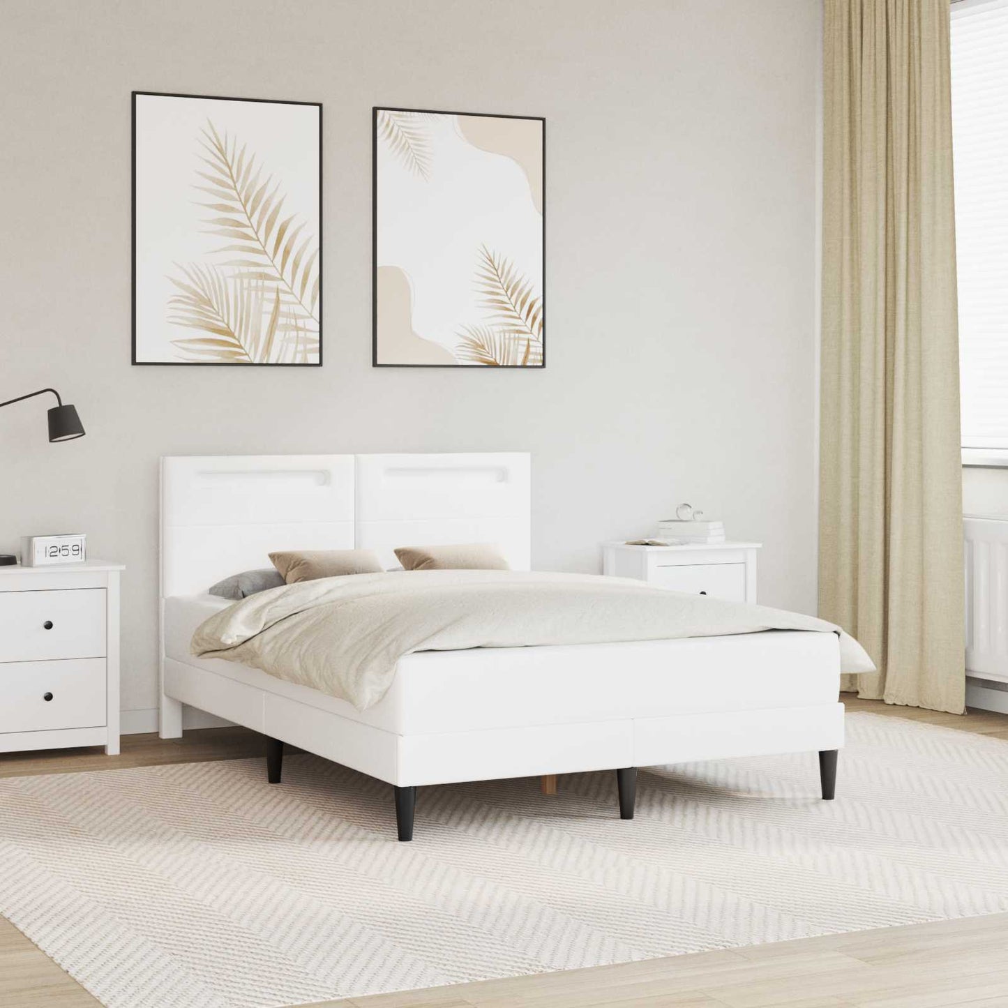 Struttura del letto con testiera Bianco 160 x 200 cm Similpelle | homemem39