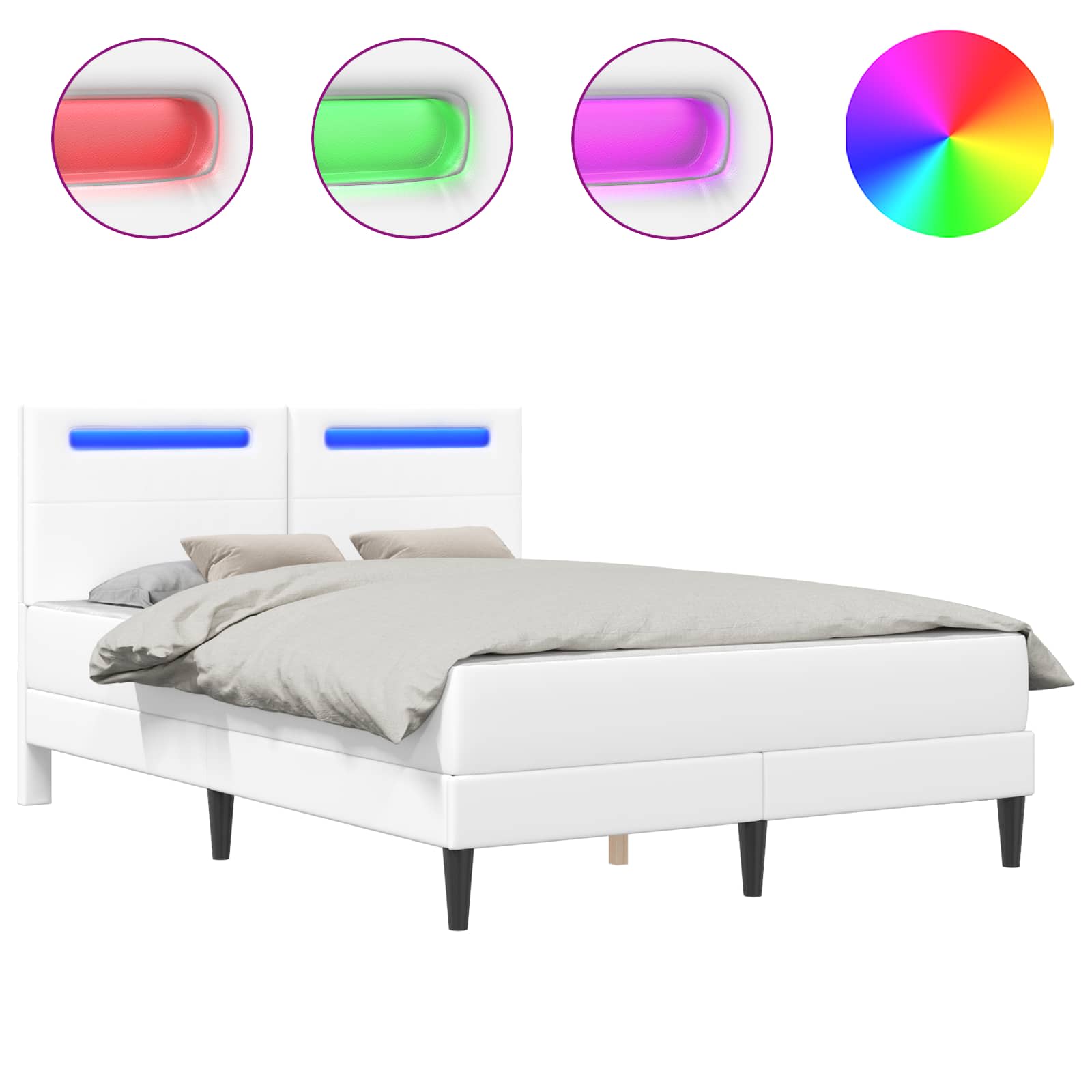 Struttura del letto con testiera Bianco 160 x 200 cm Similpelle | homemem39