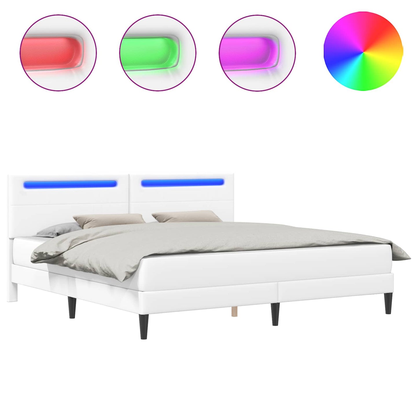 Struttura del letto con testiera Bianco 180 x 200 cm Similpelle | homemem39