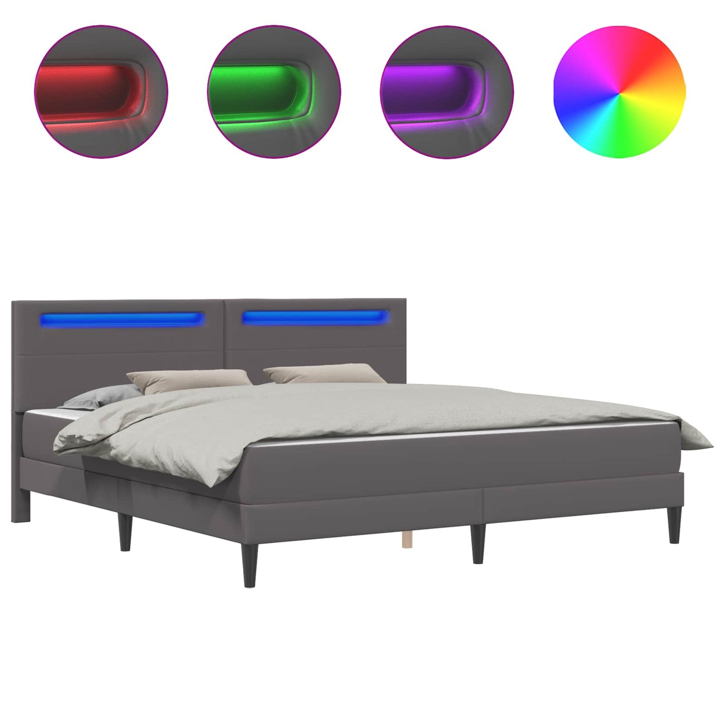 Struttura del letto con testiera Grigio 200 x 200 cm Similpelle | homemem39