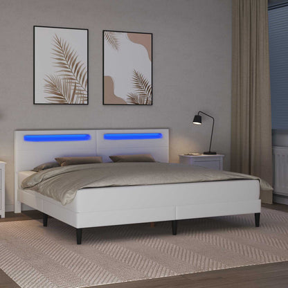 Struttura del letto con testiera Bianco 200 x 200 cm Similpelle | homemem39