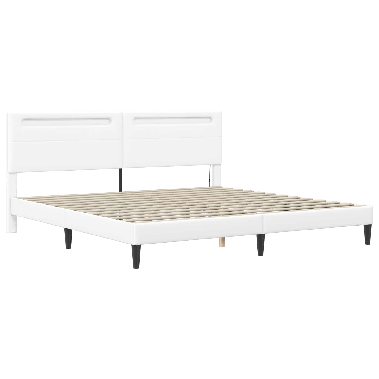 Struttura del letto con testiera Bianco 200 x 200 cm Similpelle | homemem39