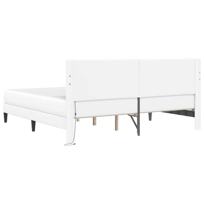 Struttura del letto con testiera Bianco 200 x 200 cm Similpelle | homemem39
