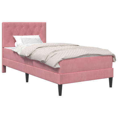 Struttura letto con materasso Rosa 80 x 200 cm Velluto | homemem39