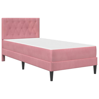 Struttura letto con materasso Rosa 80 x 200 cm Velluto | homemem39
