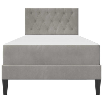Struttura letto con materasso Grigio chiaro 90 x 190 cm Velluto | homemem39