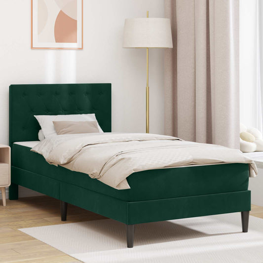 Struttura letto con materasso Verde Scuro 90 x 190 cm Velluto | homemem39