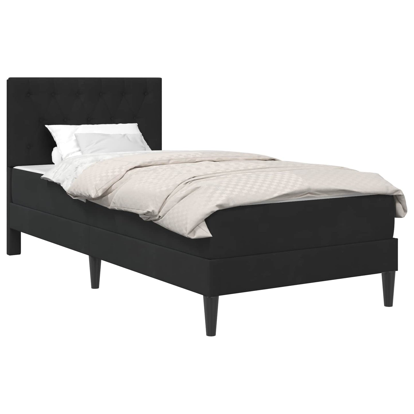 Struttura letto con materasso Nero 90 x 190 cm Velluto | homemem39
