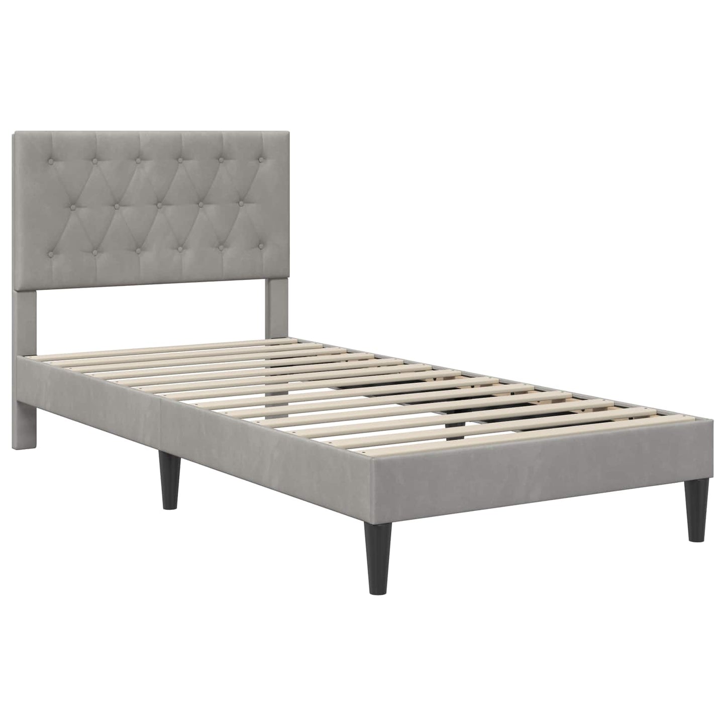 Struttura letto con materasso Grigio chiaro 90 x 200 cm Velluto | homemem39