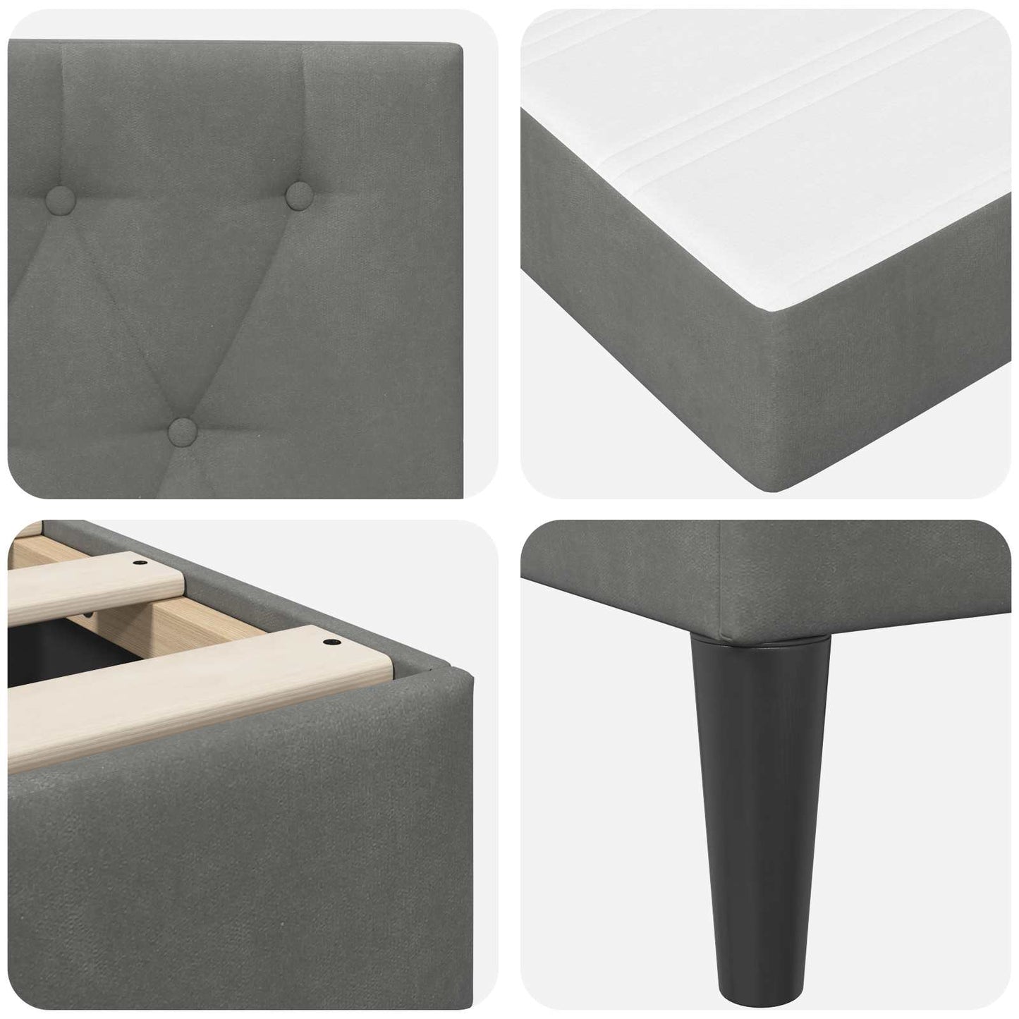 Struttura letto con materasso Grigio scuro 90 x 200 cm Velluto | homemem39
