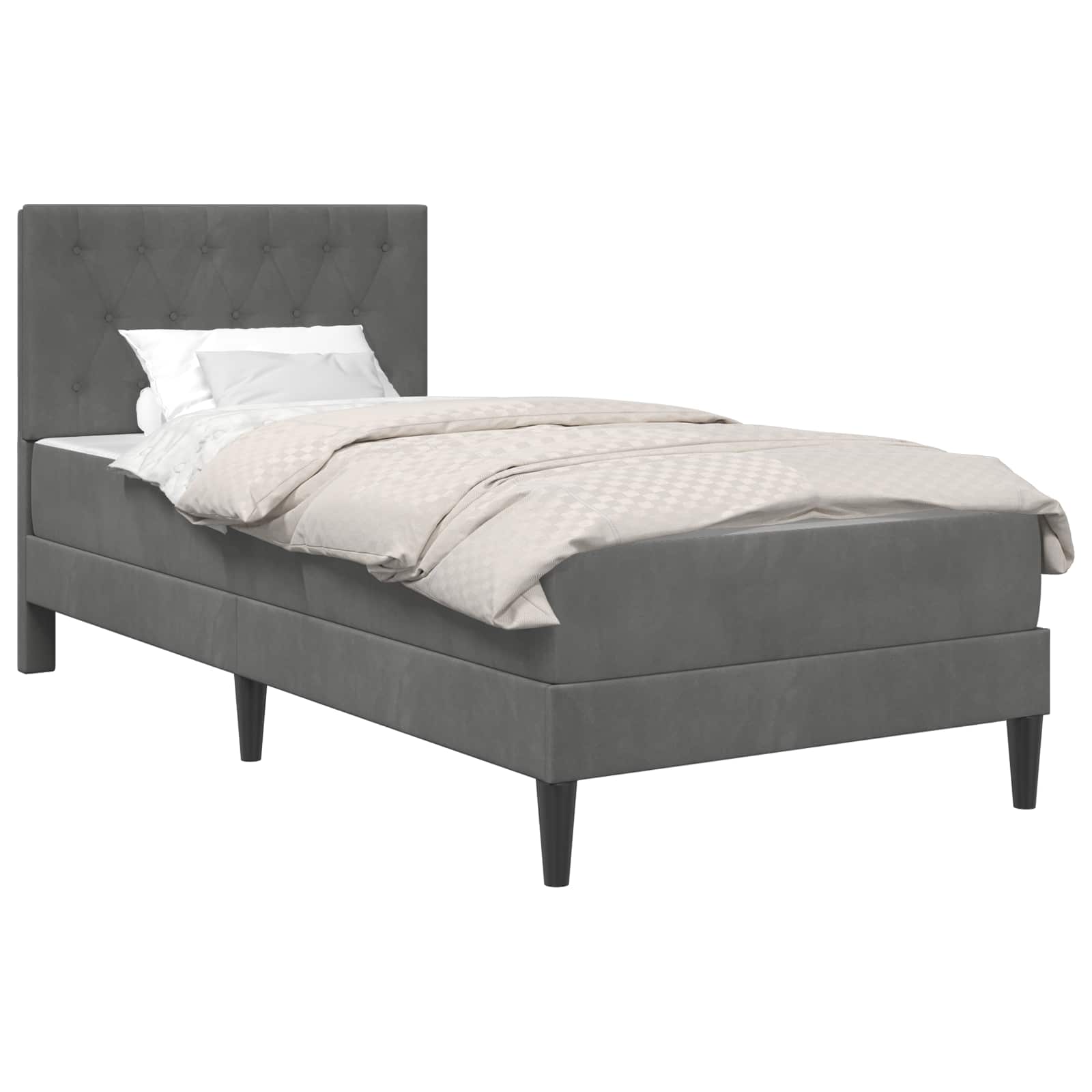 Struttura letto con materasso Grigio scuro 90 x 200 cm Velluto | homemem39